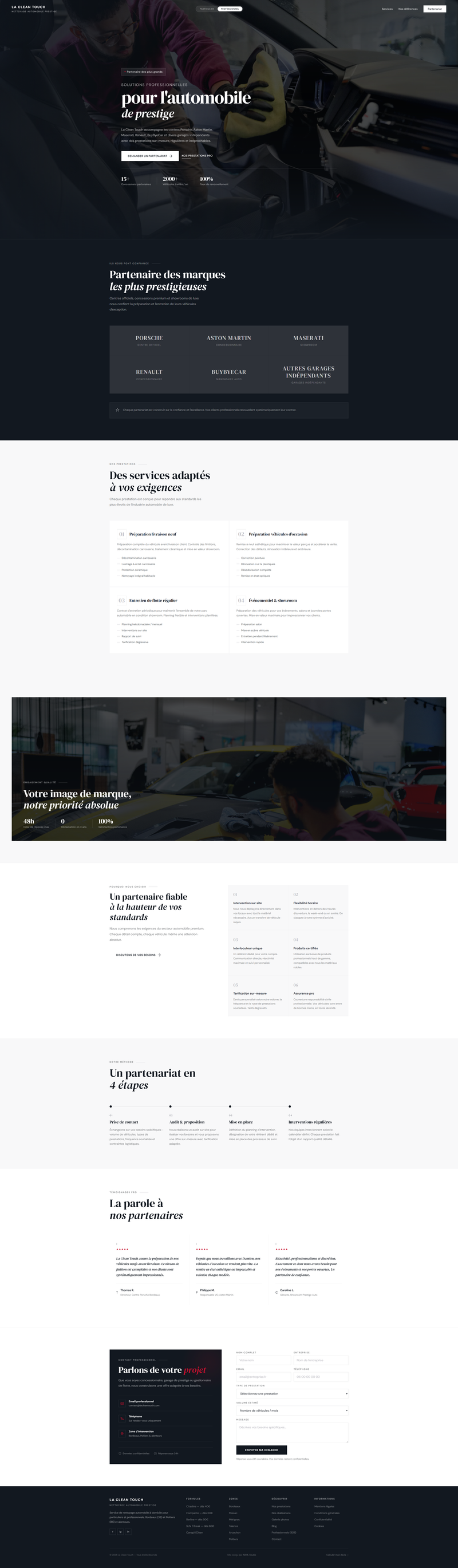 Page d'accueil premium avec hero immersif automobile