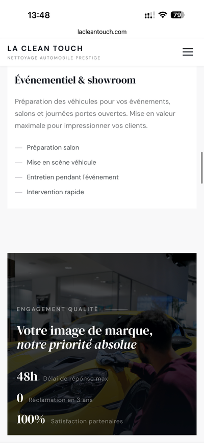Page services événementiel et garanties