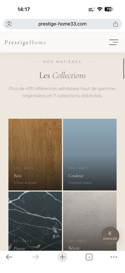 Galerie collections matériaux avec références texture