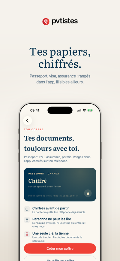 The vault: passport, visa and insurance encrypted on the phone