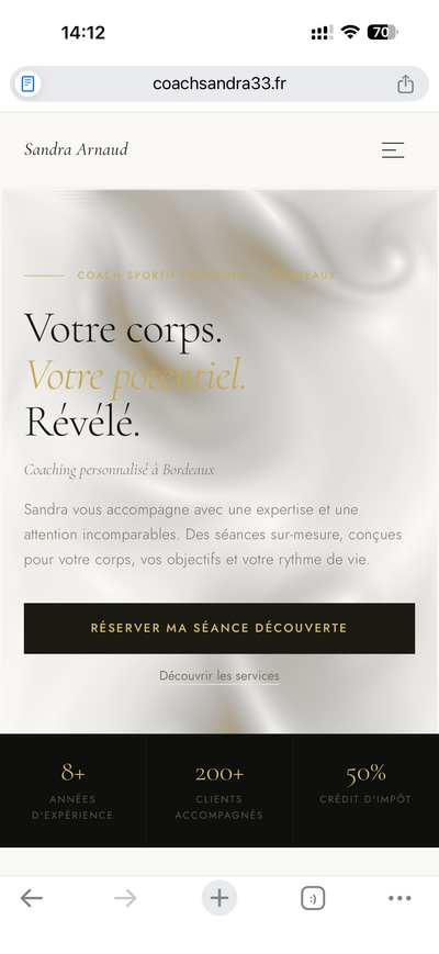 Hero section avec proposition de valeur et call-to-action