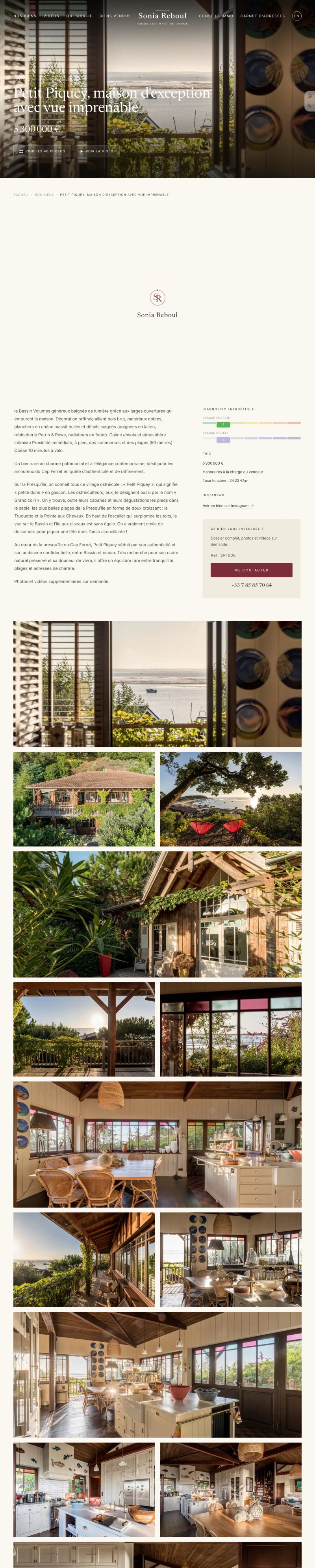 Listing of an exceptional property in Cap Ferret: 40-photo gallery, video and file on request