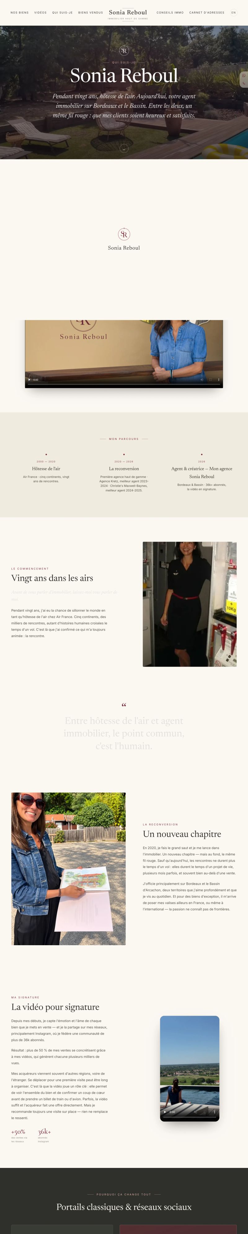 “About me” page: twenty years in the air, a career change, and video as a signature