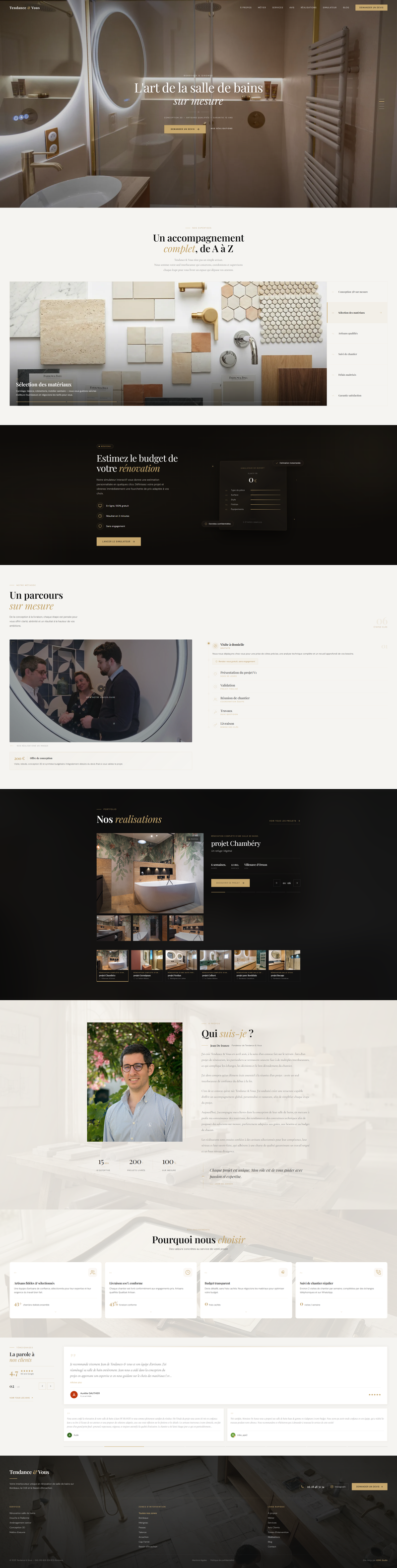 Page d'accueil avec hero visuel et services